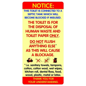 2x Warning Sticker Signs / Notices for Septic Tanks